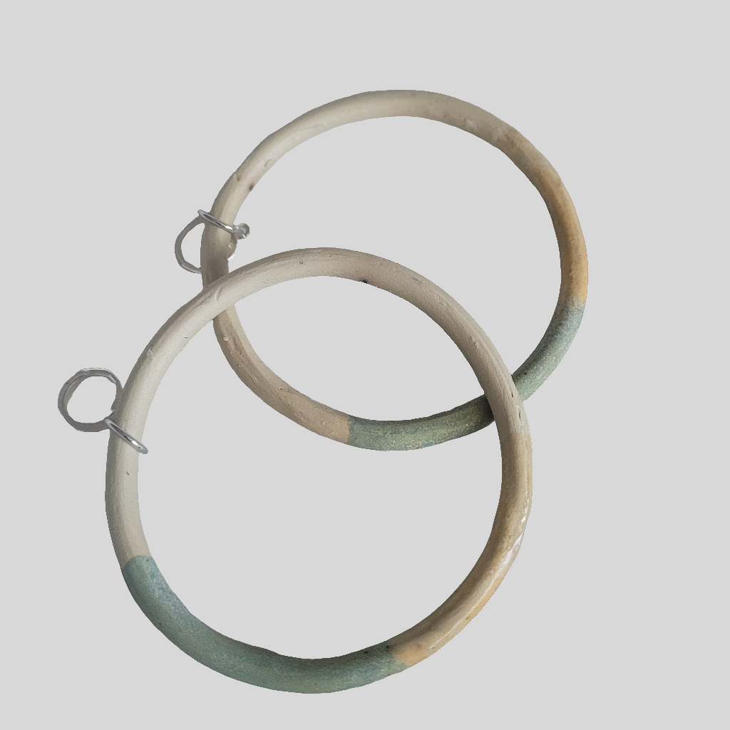 Seafoam green & butter yellow ceramic hoops