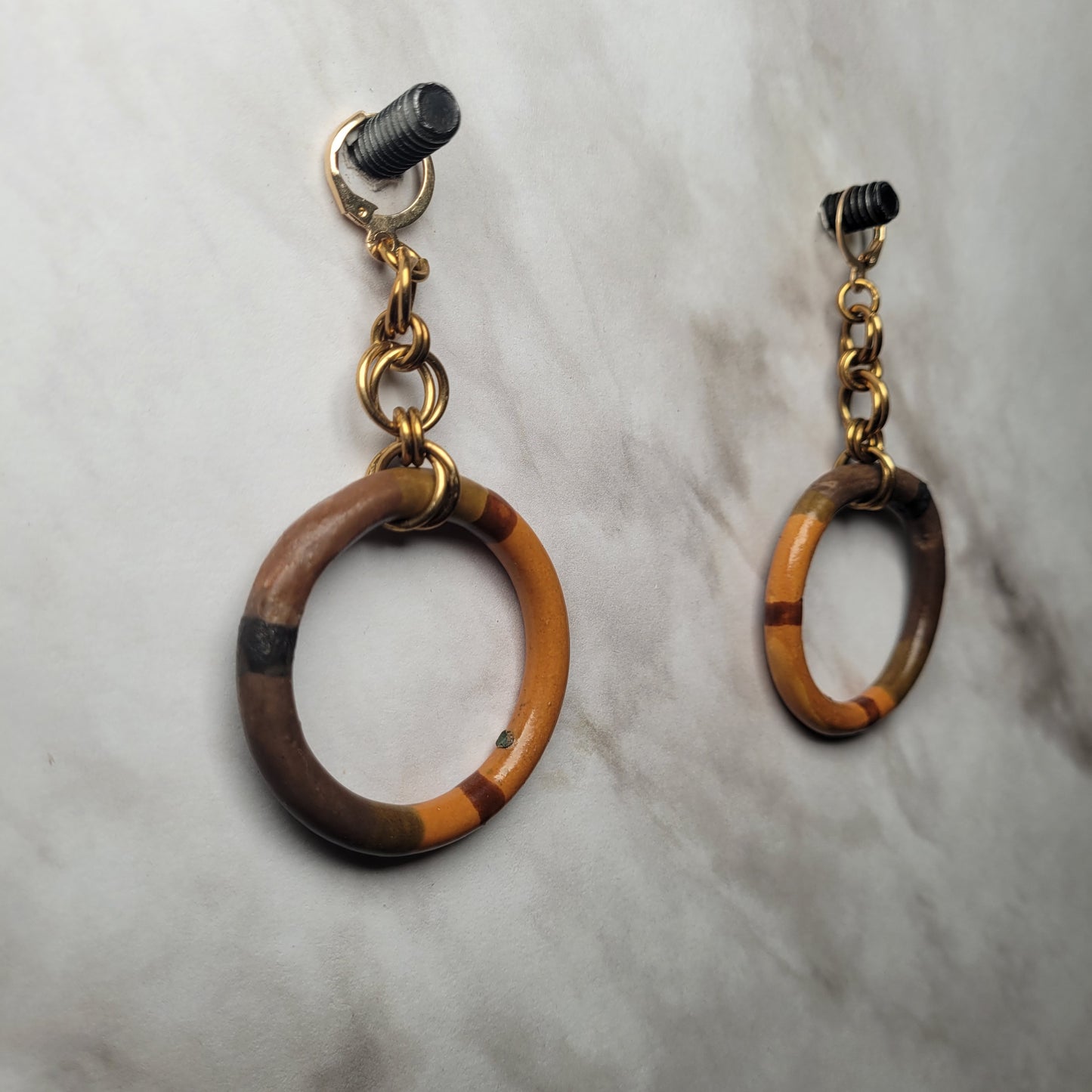 Ceramic Hoops with Brass details