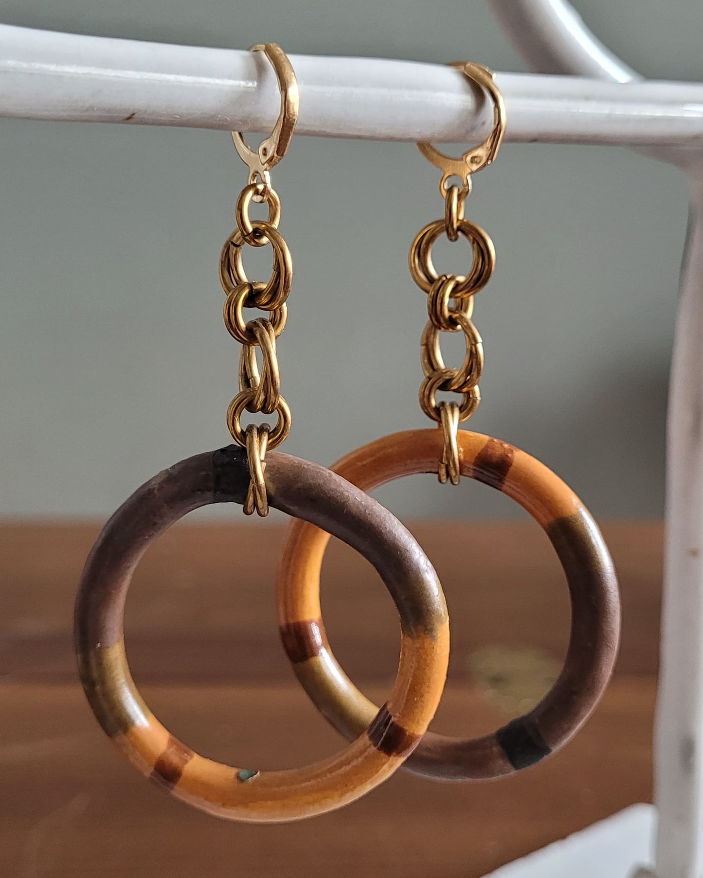 Ceramic Hoops with Brass details