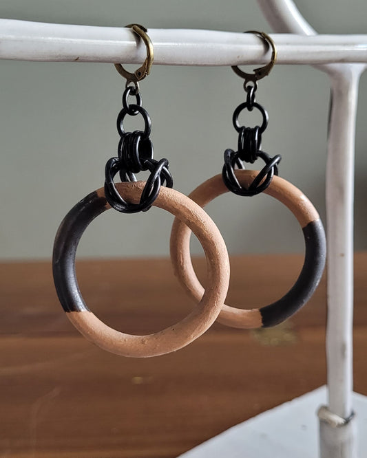 Black & Tan Ceramic Hoops